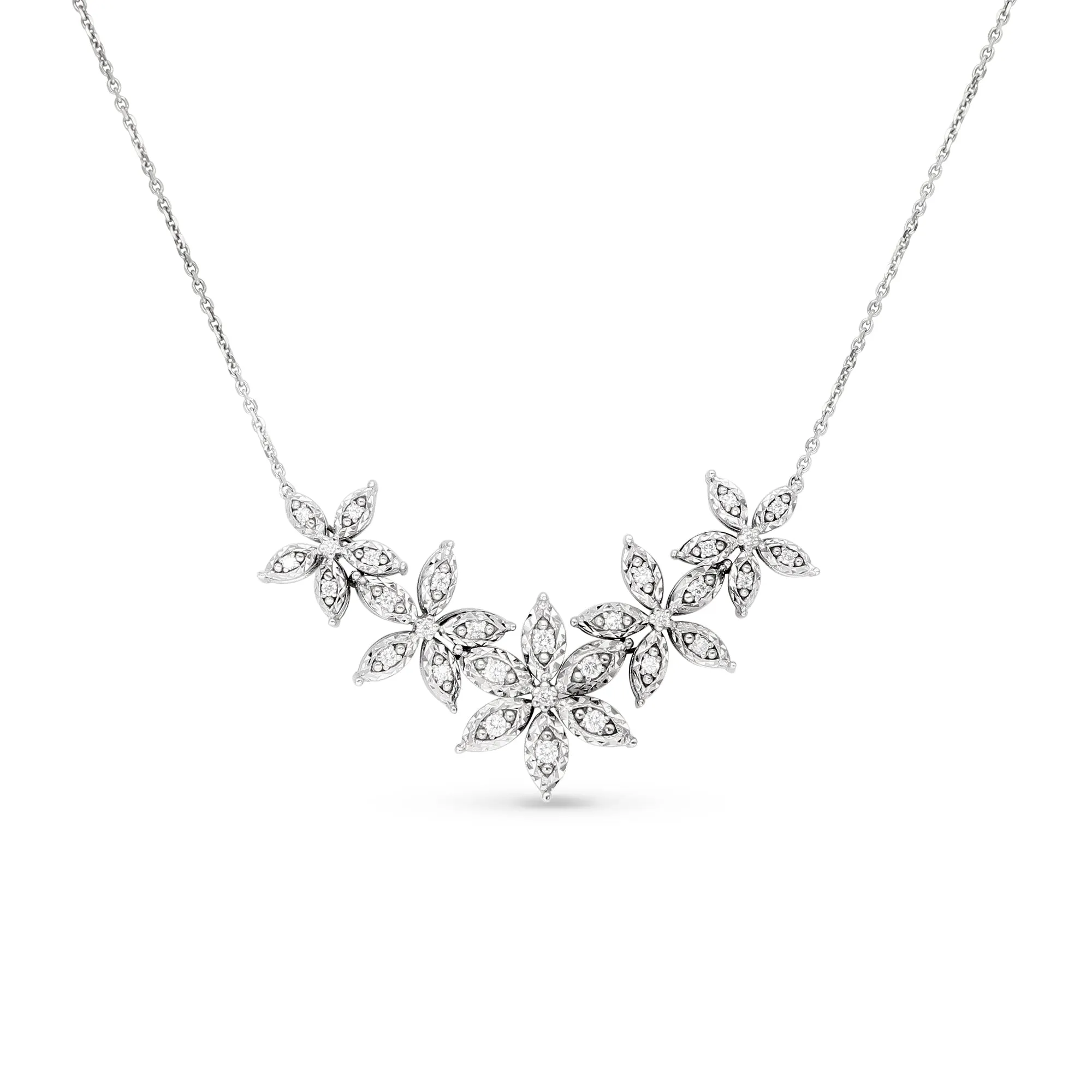 Five Flower Graduated Necklace - .2 Carat