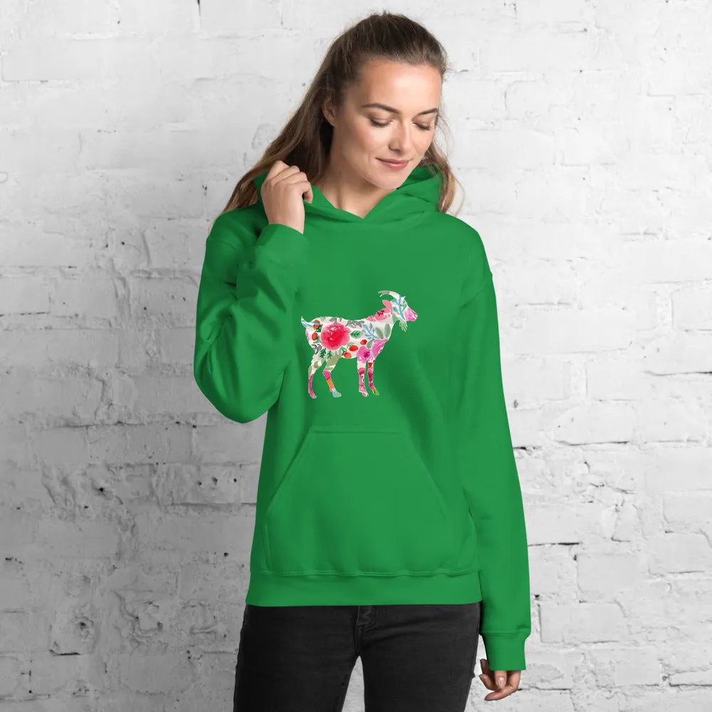Floral Goat Unisex Hoodie
