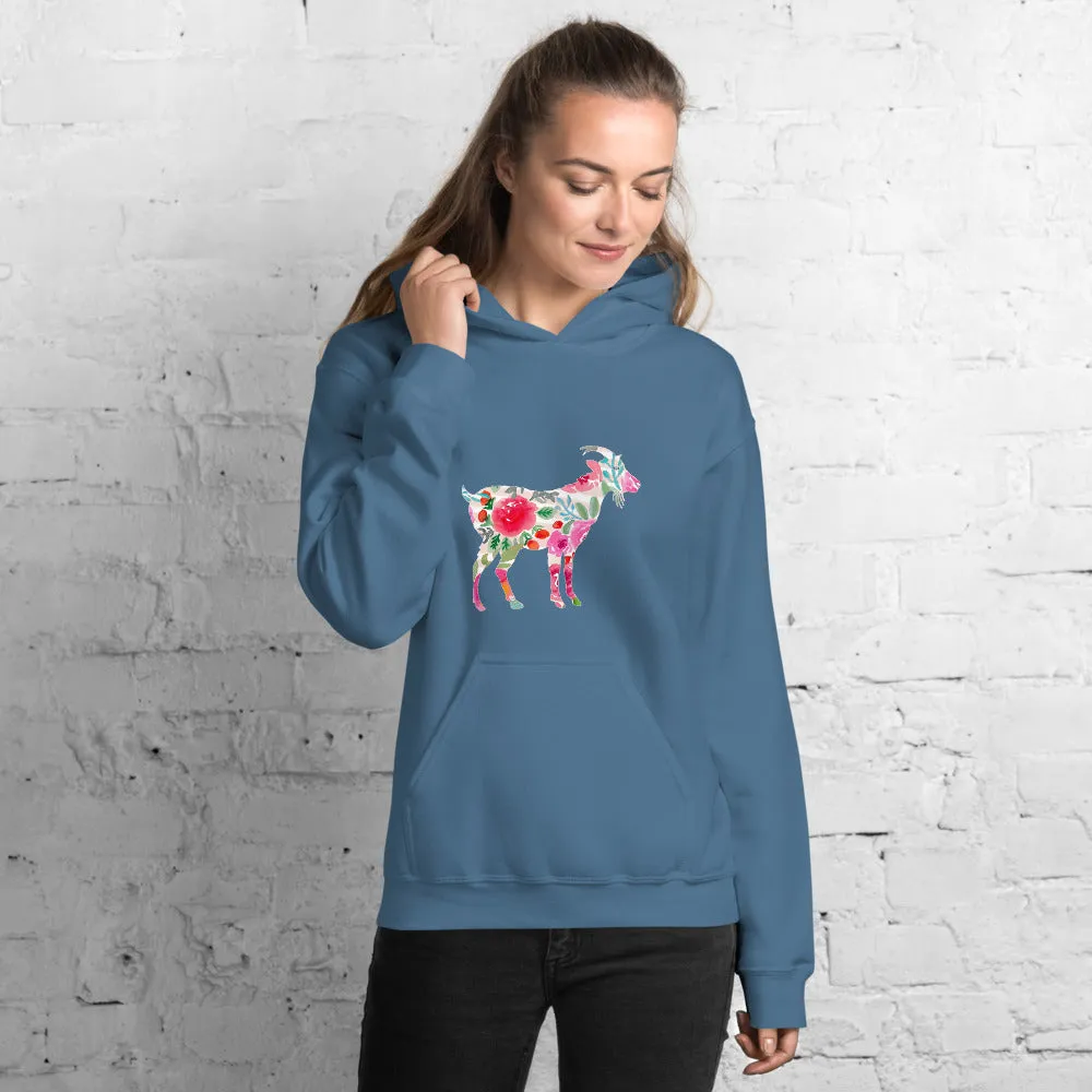 Floral Goat Unisex Hoodie