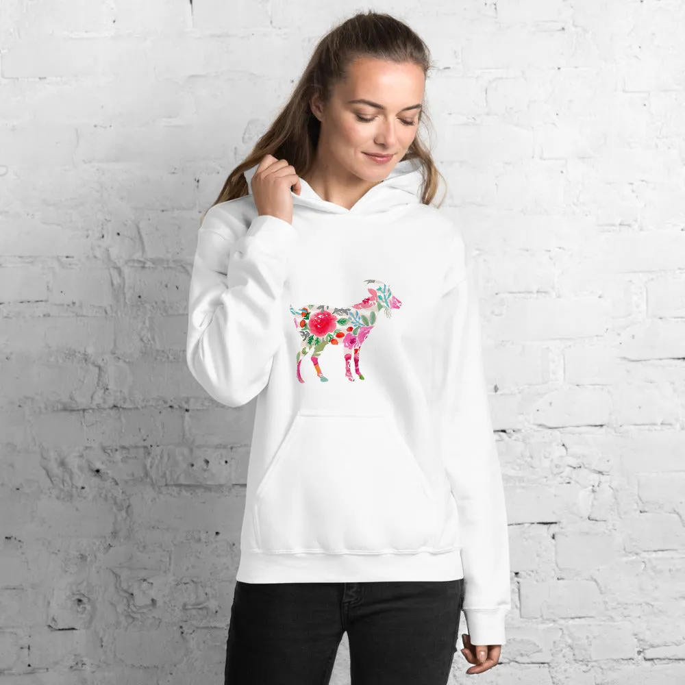 Floral Goat Unisex Hoodie
