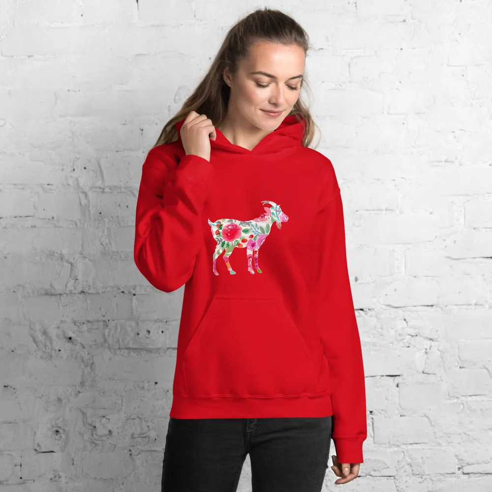 Floral Goat Unisex Hoodie