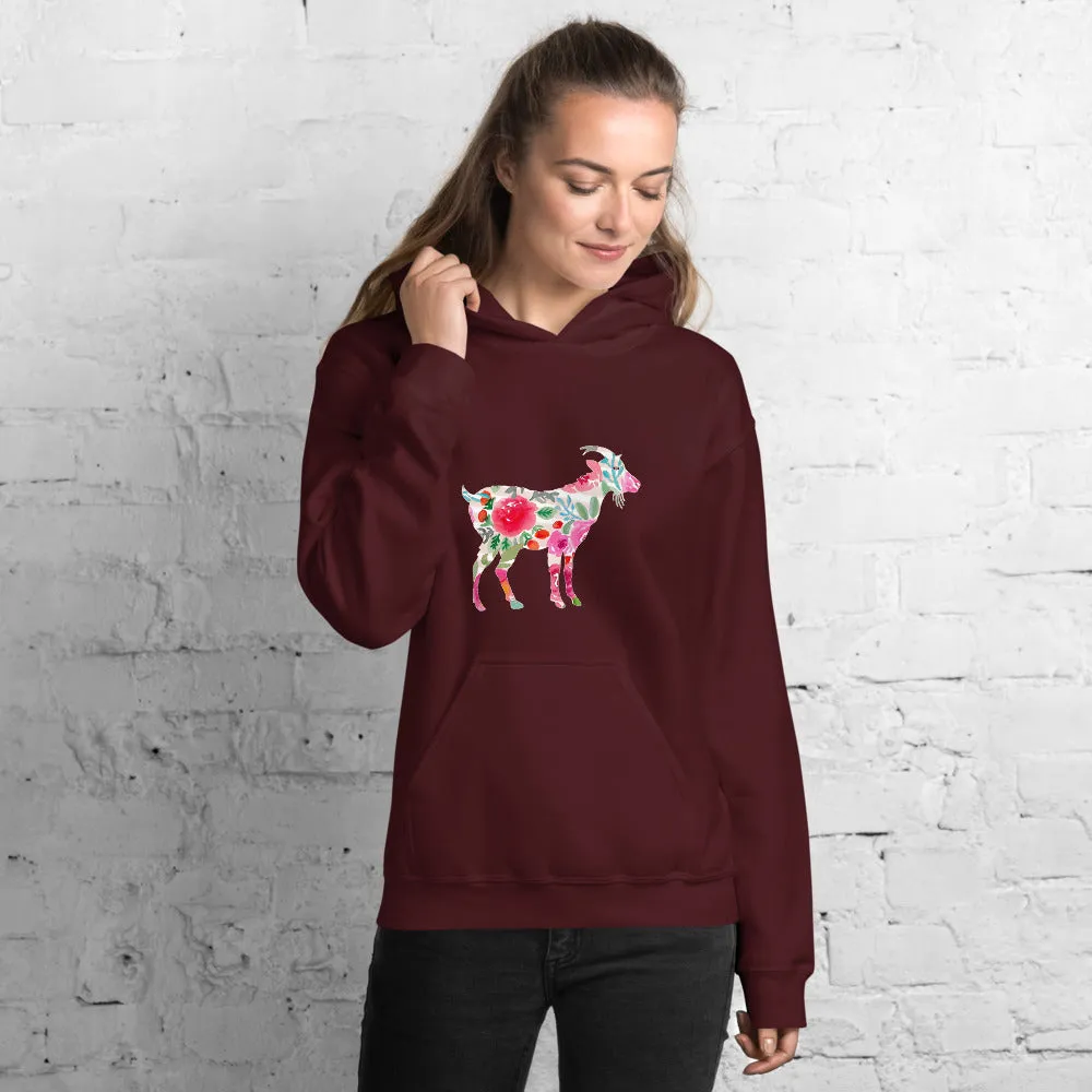 Floral Goat Unisex Hoodie