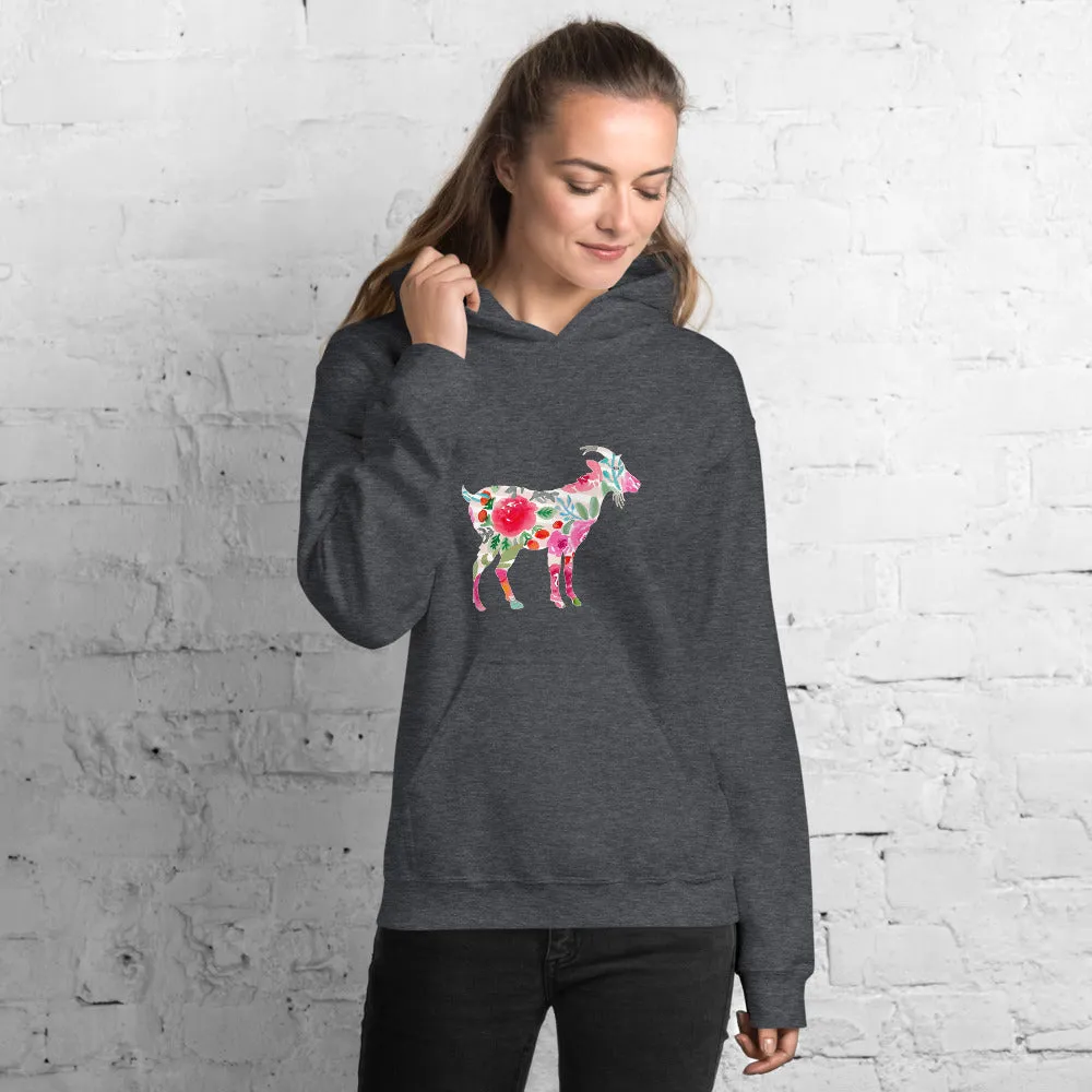 Floral Goat Unisex Hoodie
