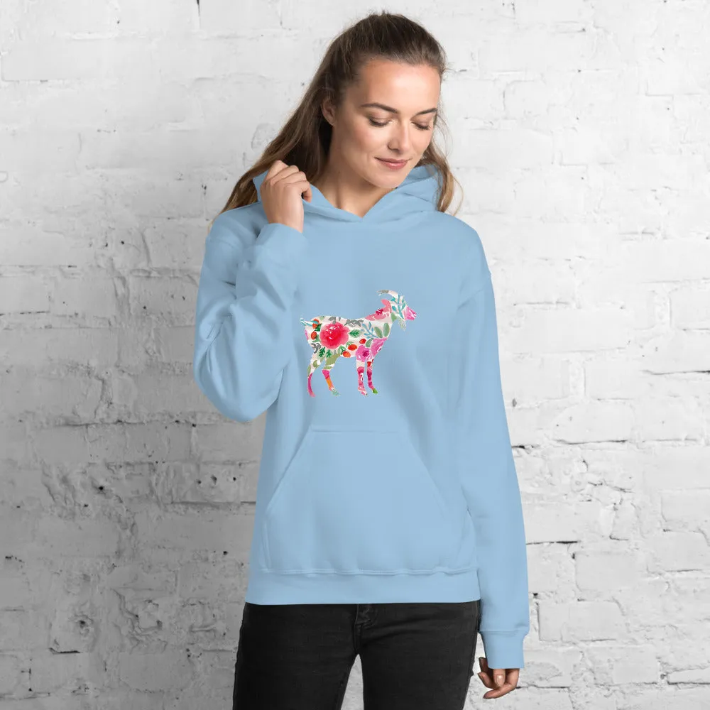 Floral Goat Unisex Hoodie
