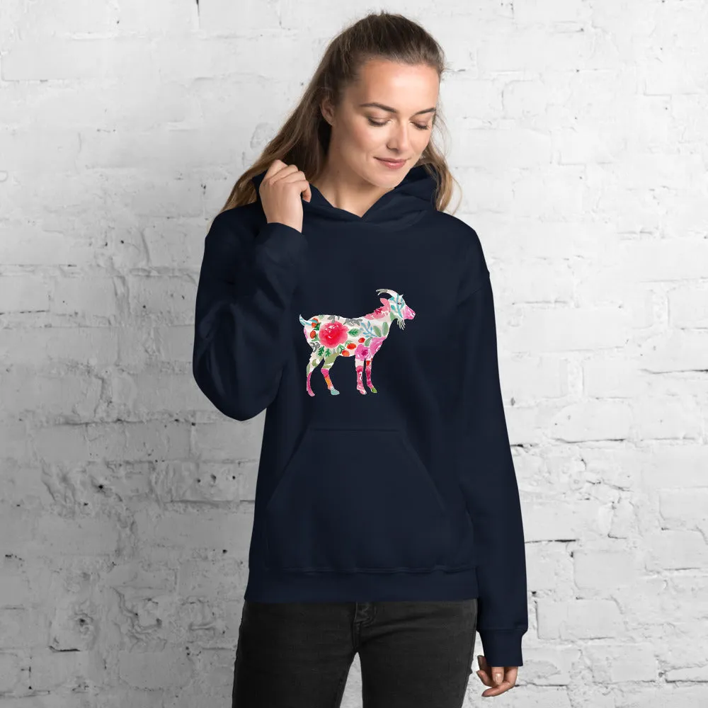 Floral Goat Unisex Hoodie