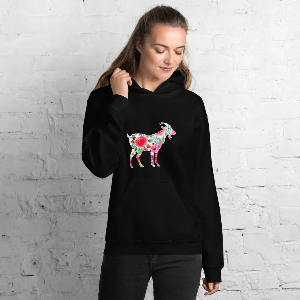 Floral Goat Unisex Hoodie