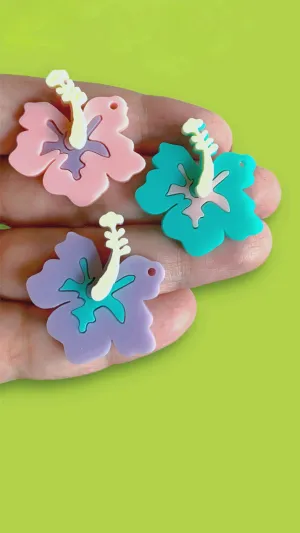 Flores Amapola o Cayena ensamblados - Flower cayenne Hawaiian Hibiscus / 6 Pieces, 30mm