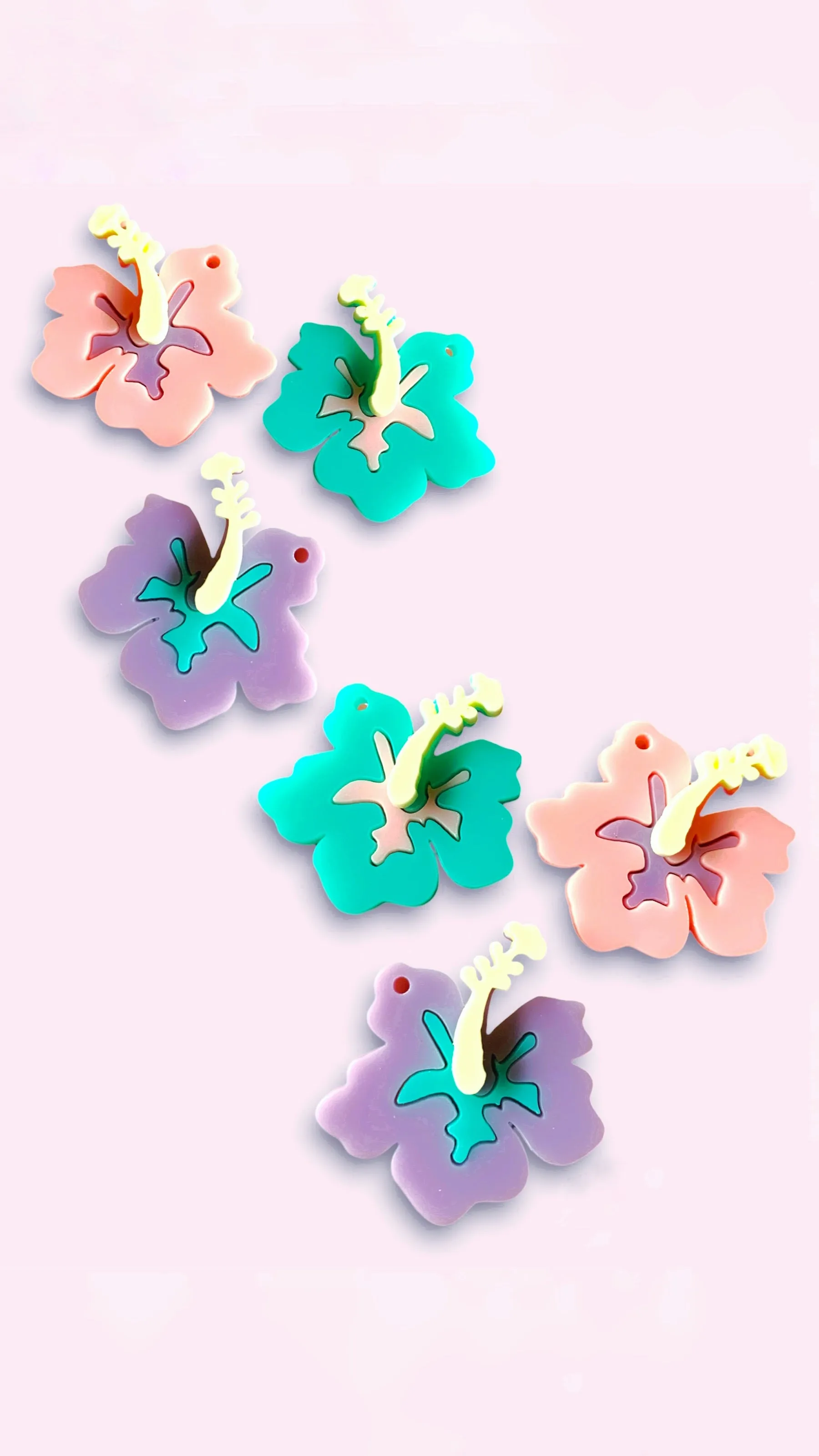 Flores Amapola o Cayena ensamblados - Flower cayenne Hawaiian Hibiscus / 6 Pieces, 30mm