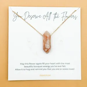 Flower Agate Crystal Necklace