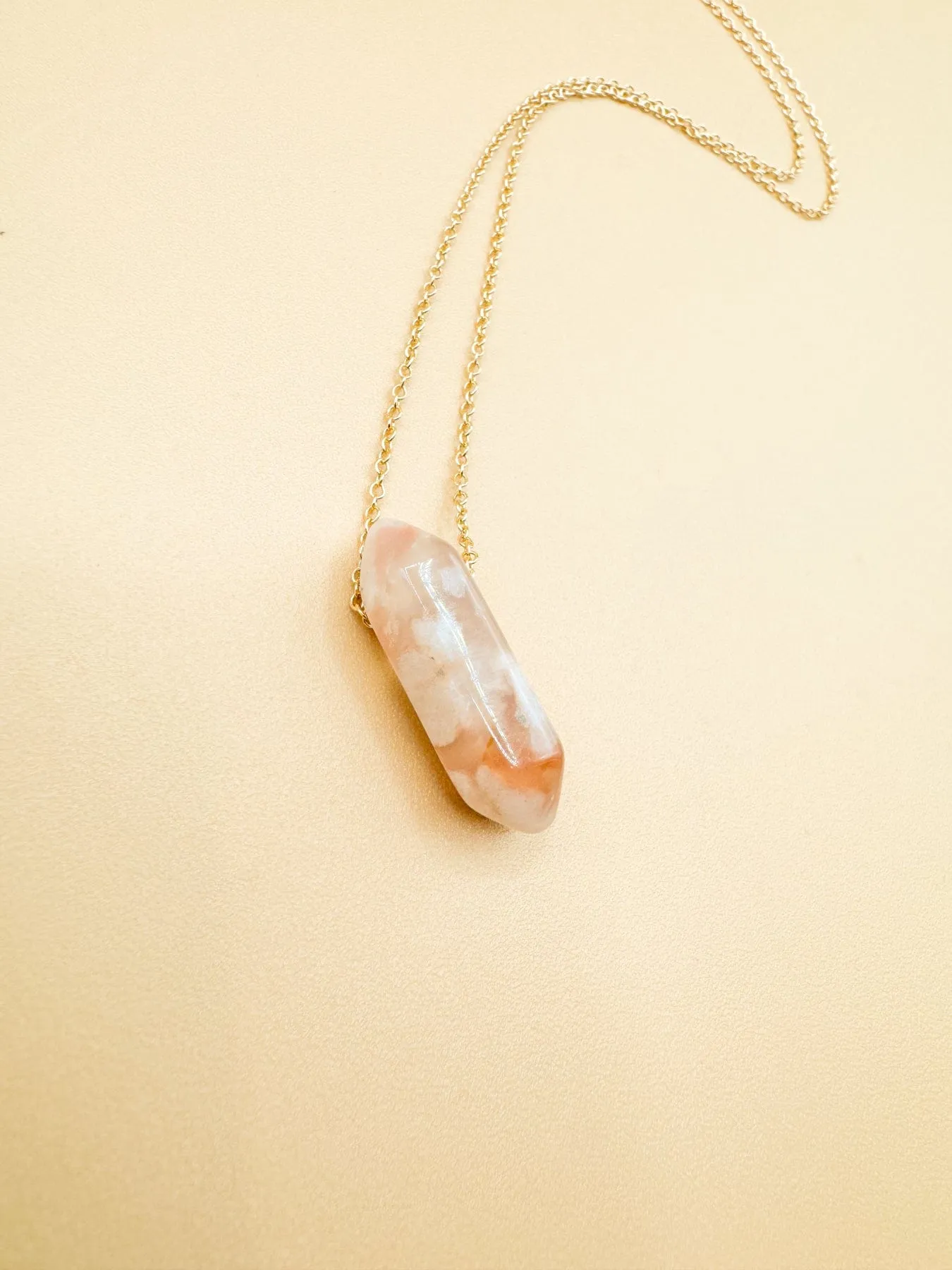 Flower Agate Crystal Necklace