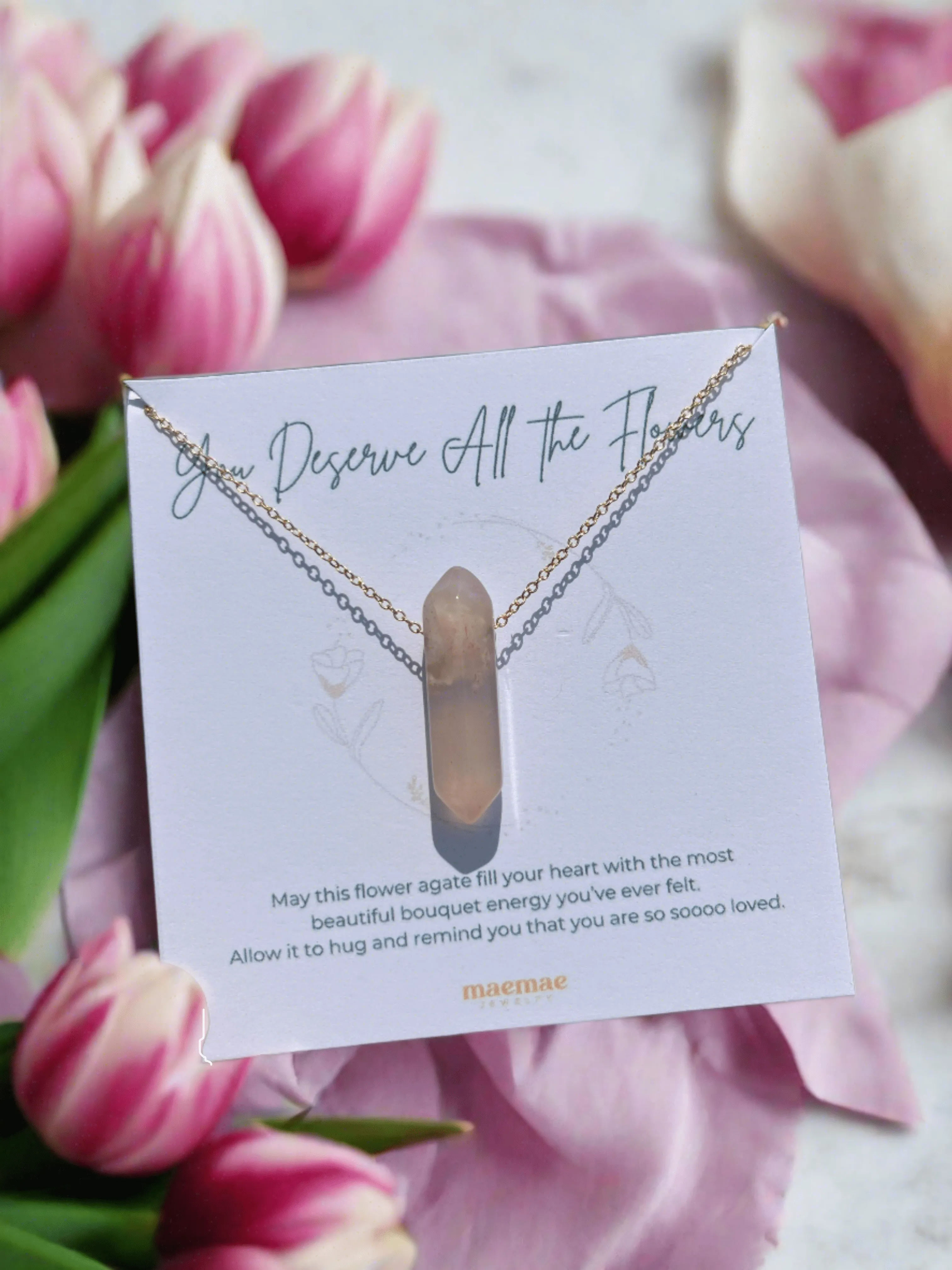 Flower Agate Crystal Necklace