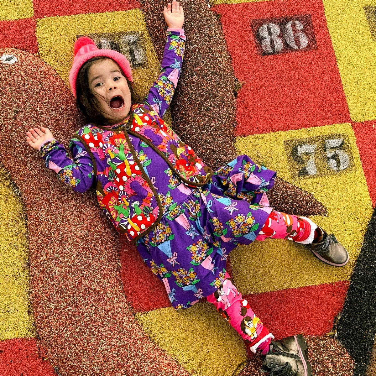 Flower Bouquets Long Sleeve Dress - 1 Left Size 9-10 years