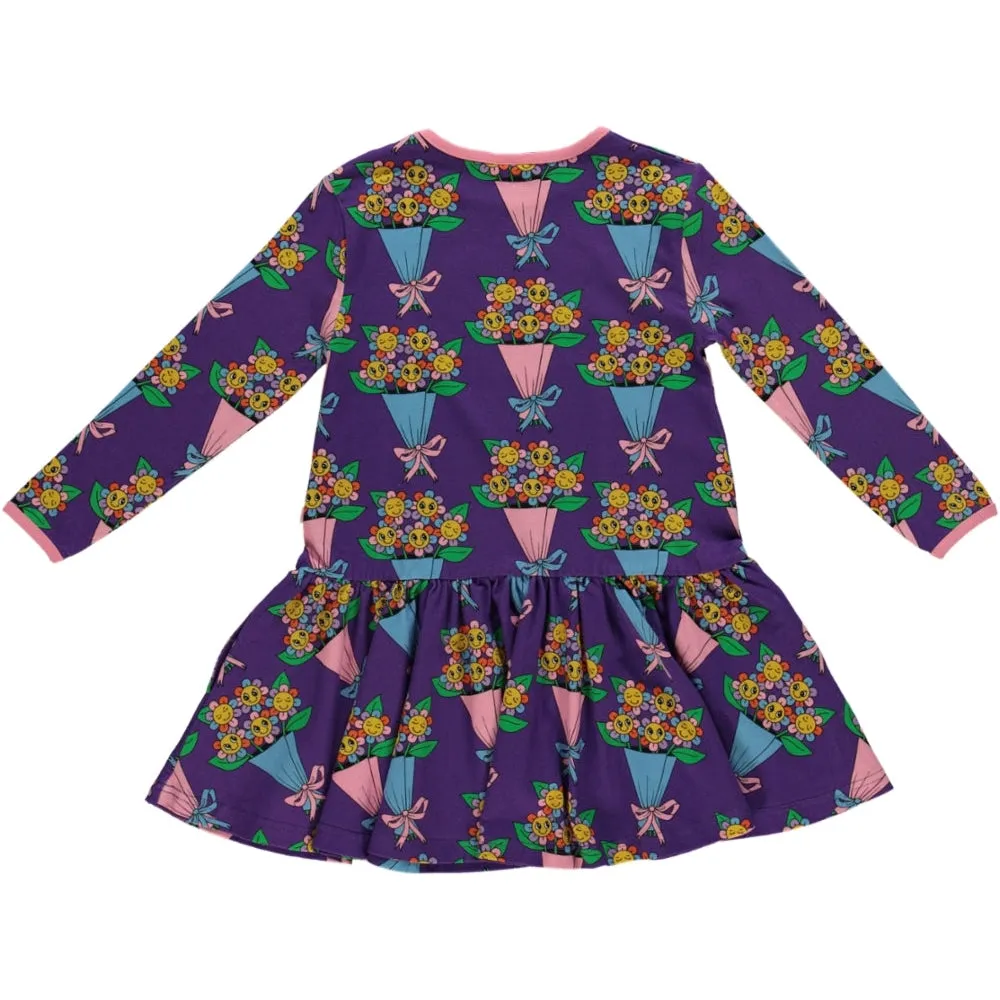 Flower Bouquets Long Sleeve Dress - 1 Left Size 9-10 years