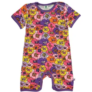 Flower Short Sleeve Suit - Purple Heart - 1 Left Size 2-3 years