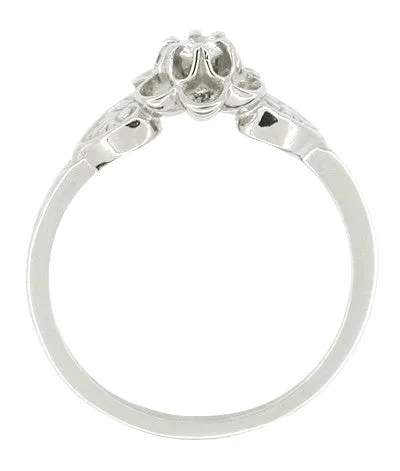 Flowers and Leaves Dainty Diamond Promise Ring in White Gold - 10K or 14K