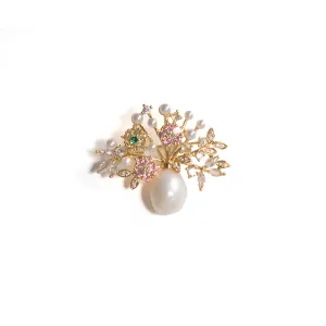 Flowers and Pearl Brooch