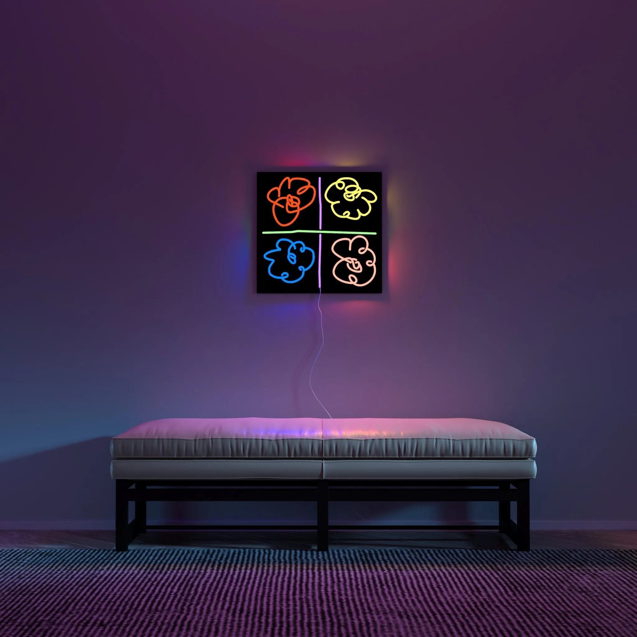 Flowers by Mickalene Thomas, LED neon sign
