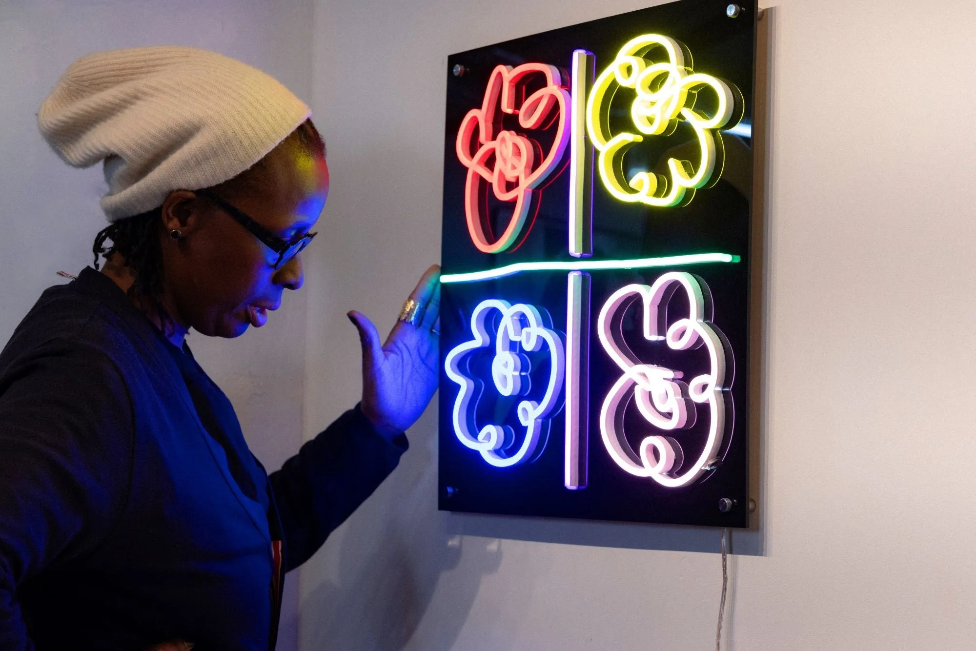 Flowers by Mickalene Thomas, LED neon sign