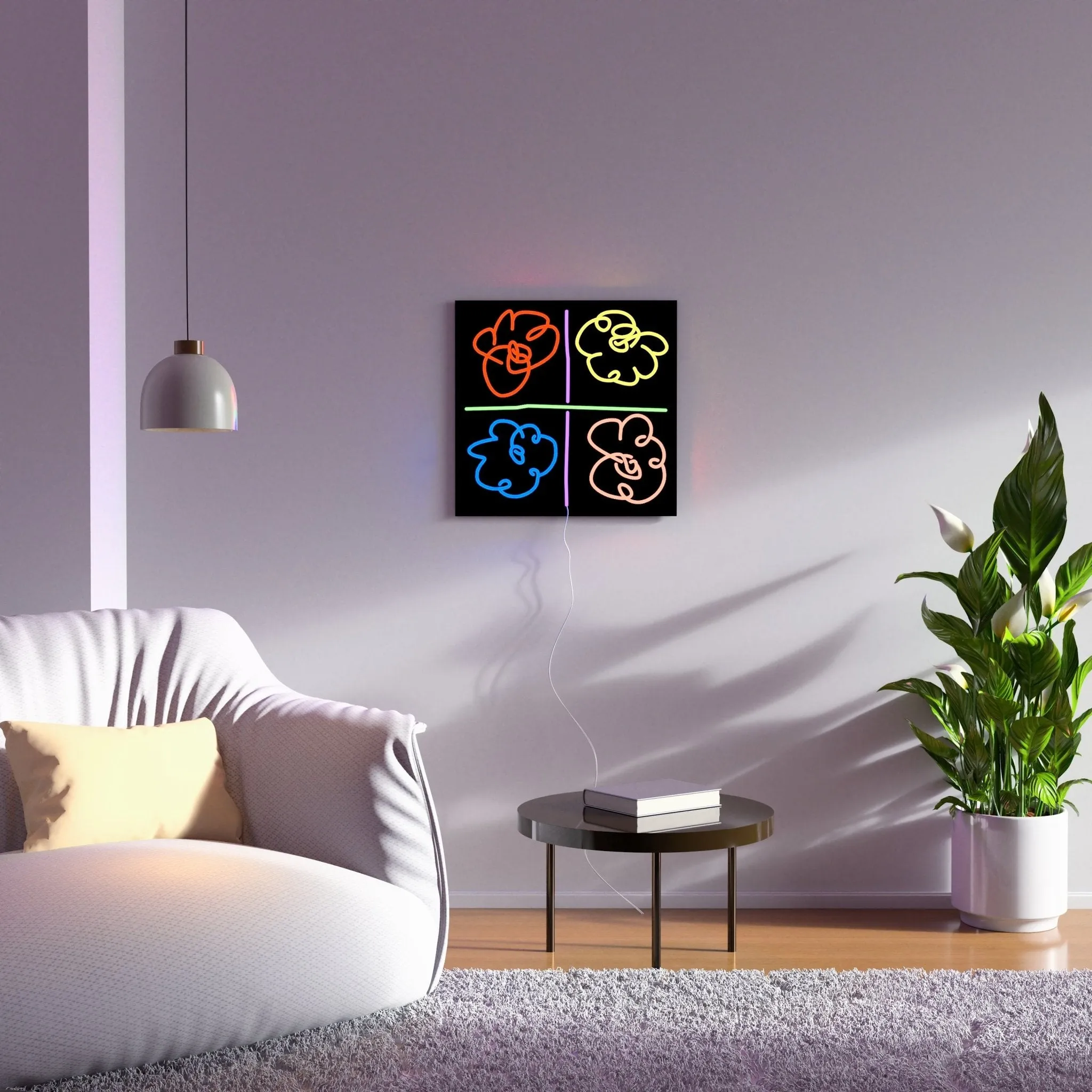 Flowers by Mickalene Thomas, LED neon sign