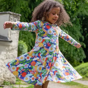 Frugi Sofia Skater Dress - Long Sleeve - Retro Happy