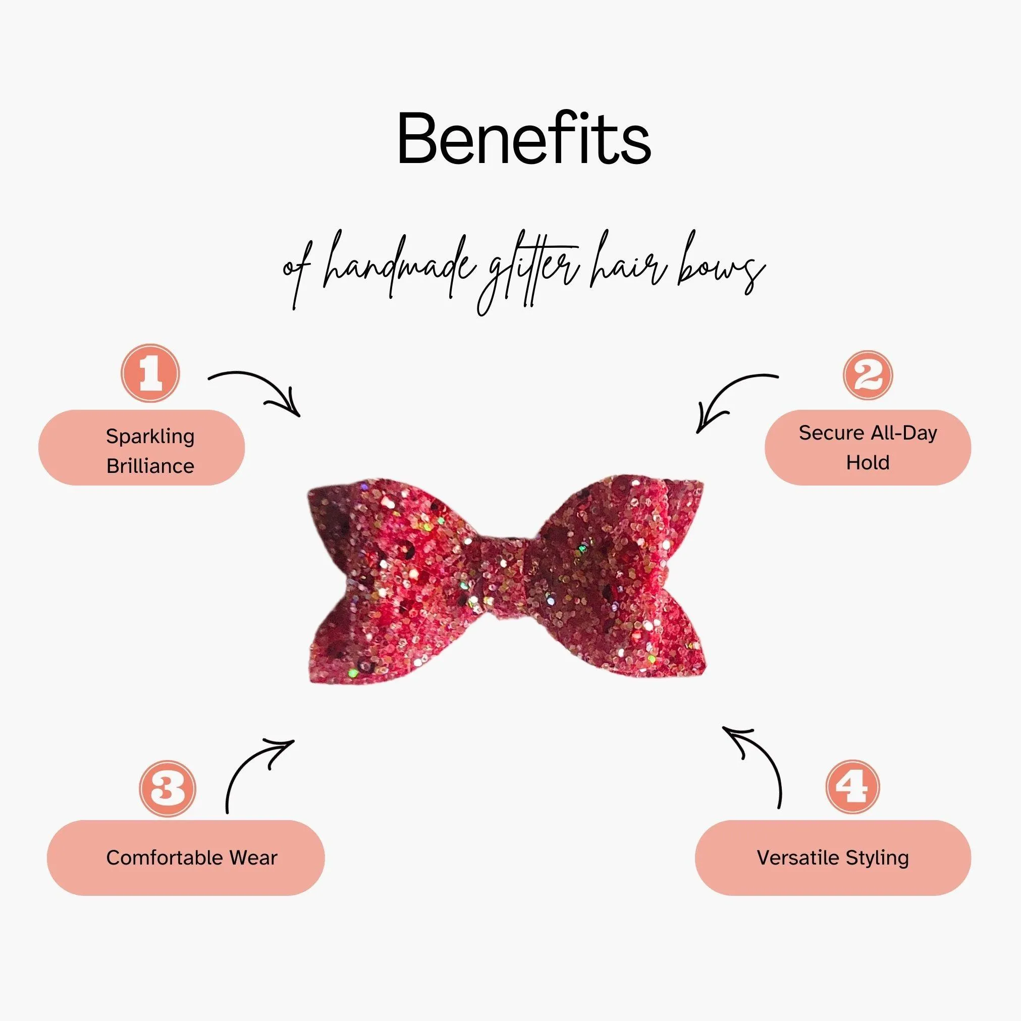 Fuchsia Luminous Glitter Hair Bow