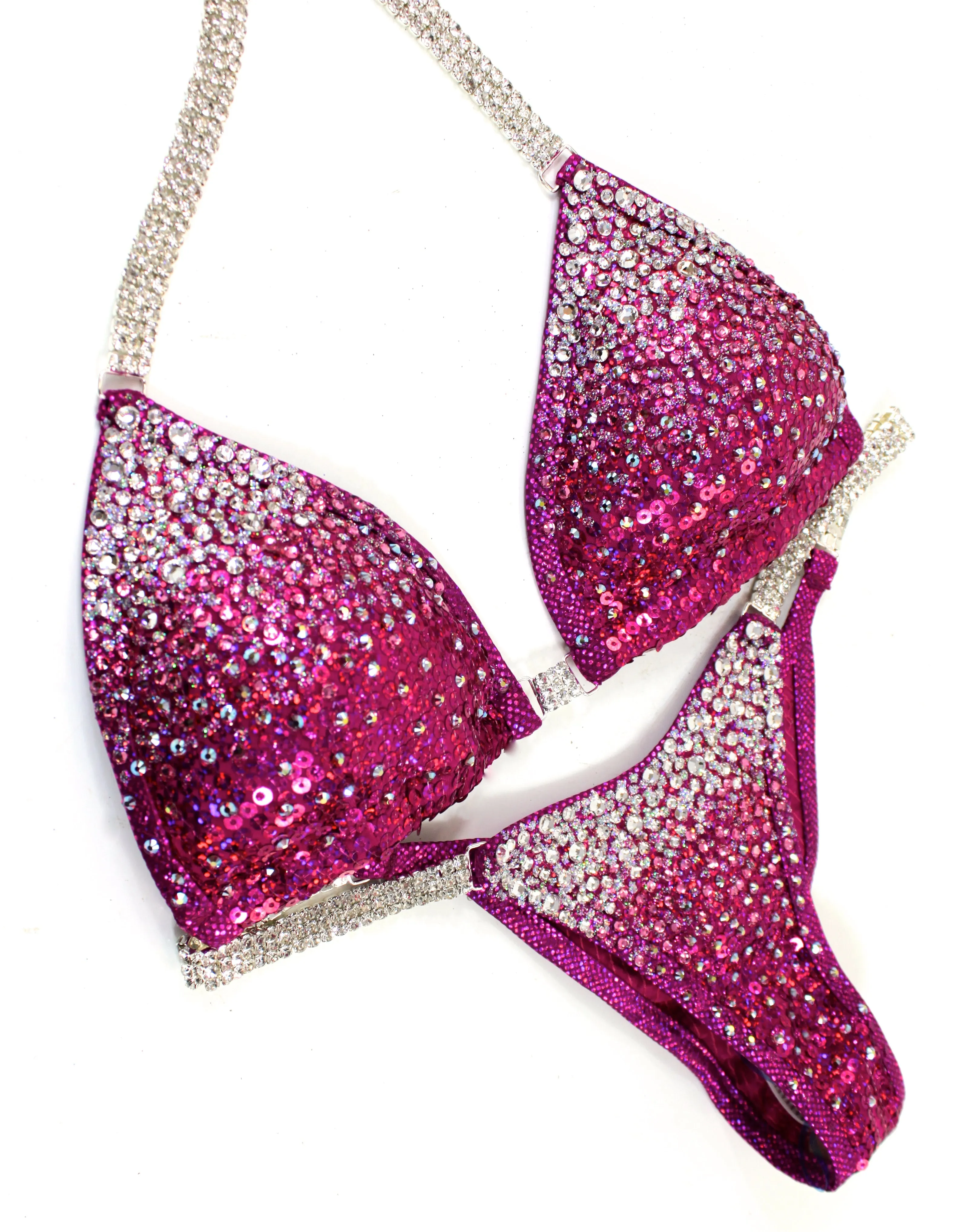 Fuchsia Sequin Ombre Bikini Suit