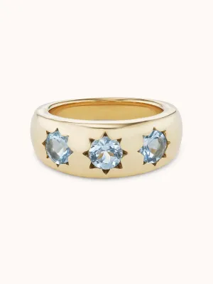 Gemma Starburst Ring Aqua