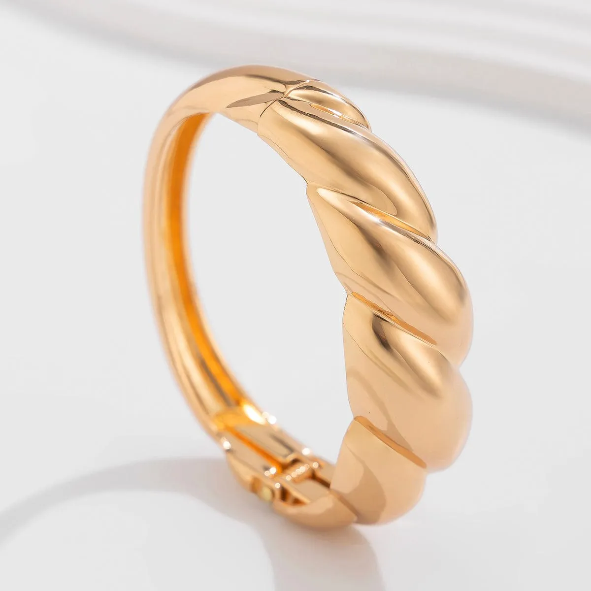 Geometric Chunky Gold Silver Plated Water Ripple Bangle Bracelet