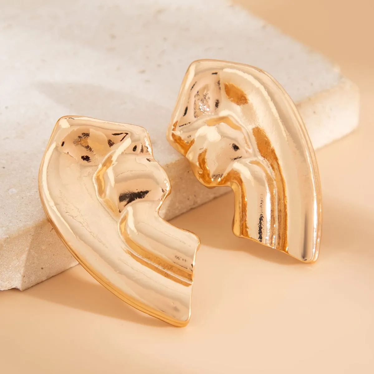 Geometric Chunky Irregular Shape Stud Earrings