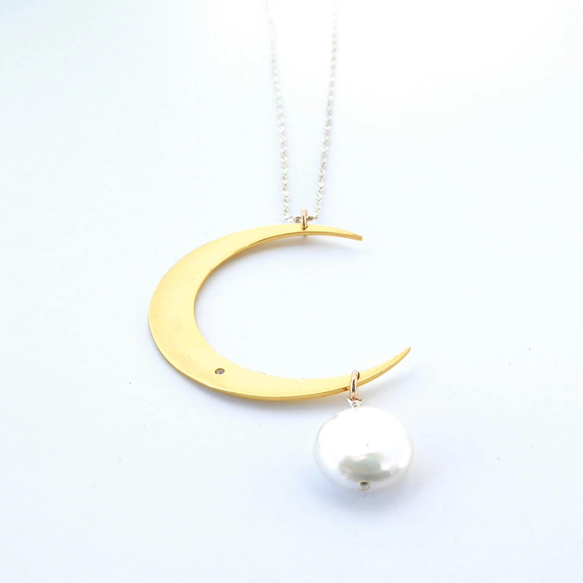 Gold moon drop necklace