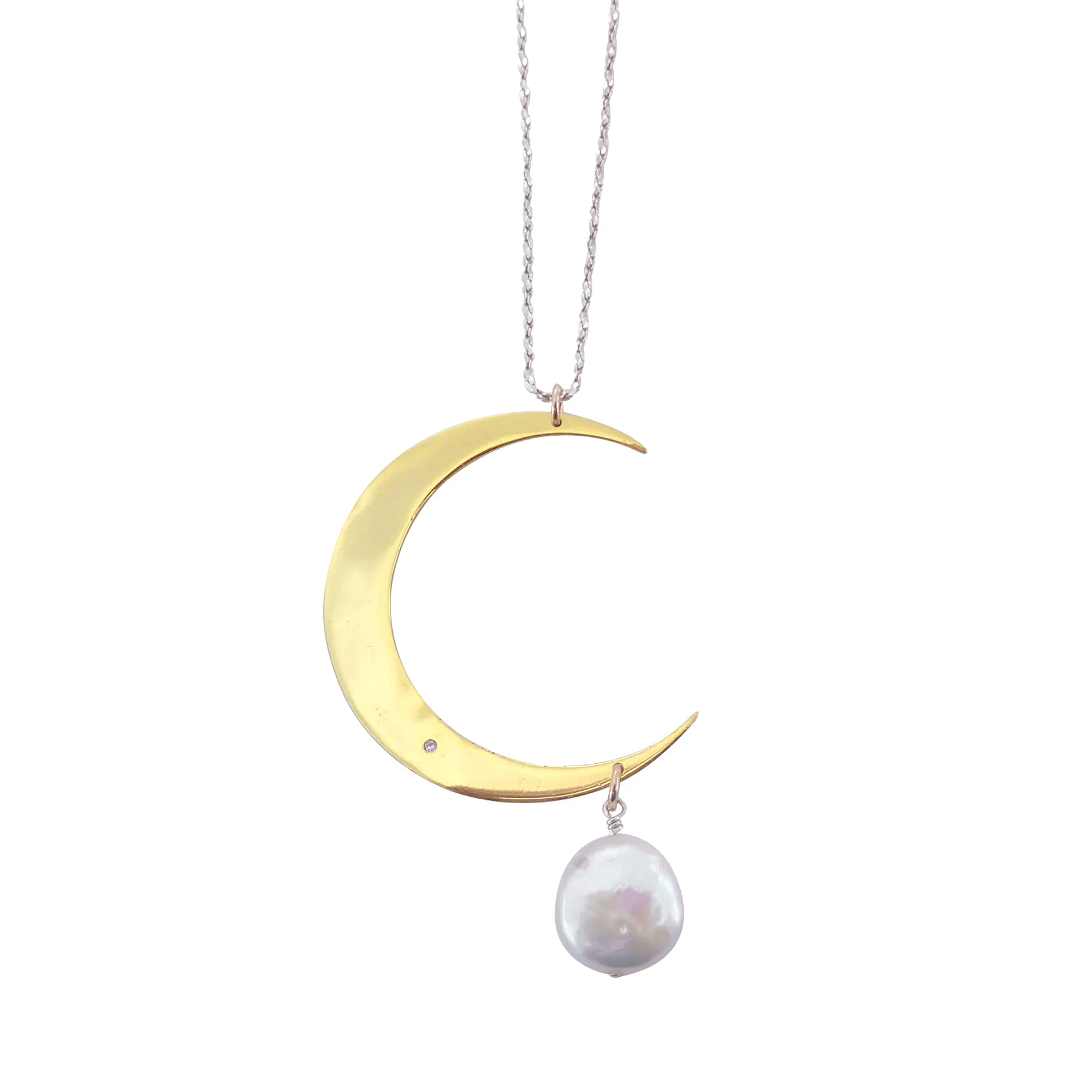 Gold moon drop necklace