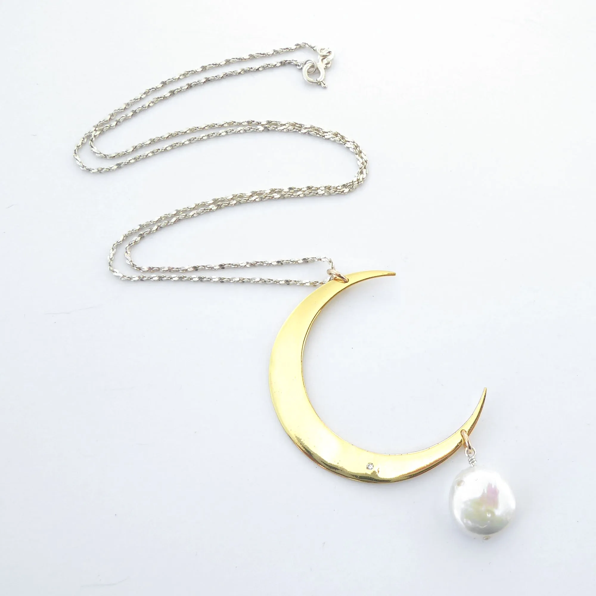 Gold moon drop necklace