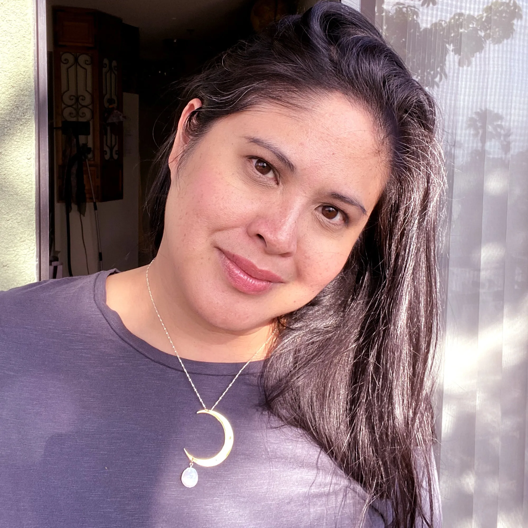 Gold moon drop necklace