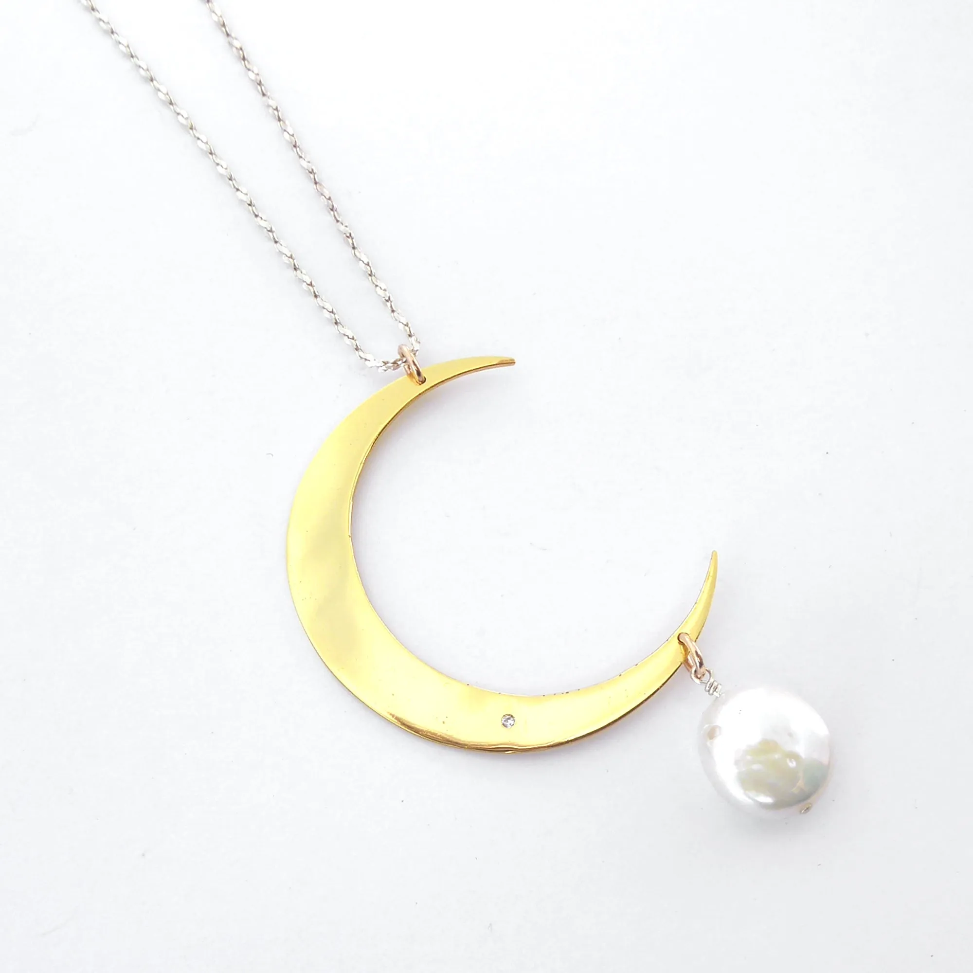 Gold moon drop necklace