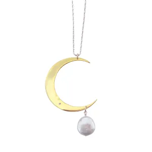 Gold moon drop necklace