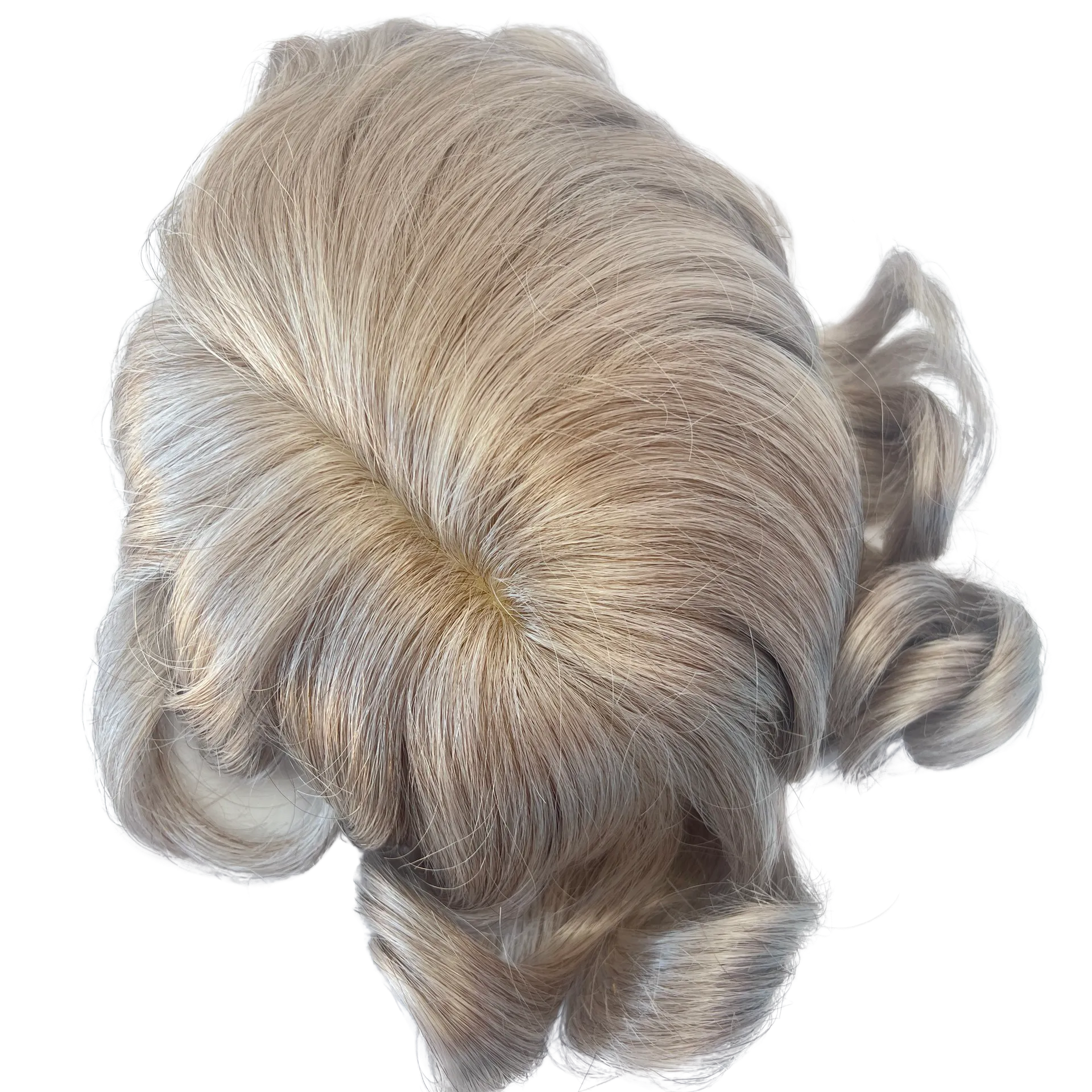Gray Hair System for Men Toupee Hand-tied Edging Base Hairpiece for Men Natural Breezy Everyday Wear