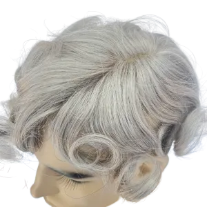 Gray Hair System for Men Toupee Hand-tied Edging Base Hairpiece for Men Natural Breezy Everyday Wear