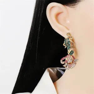 Green Multicolor Cubic Zirconia & 18K Gold-Plated Petunia Drop Earrings