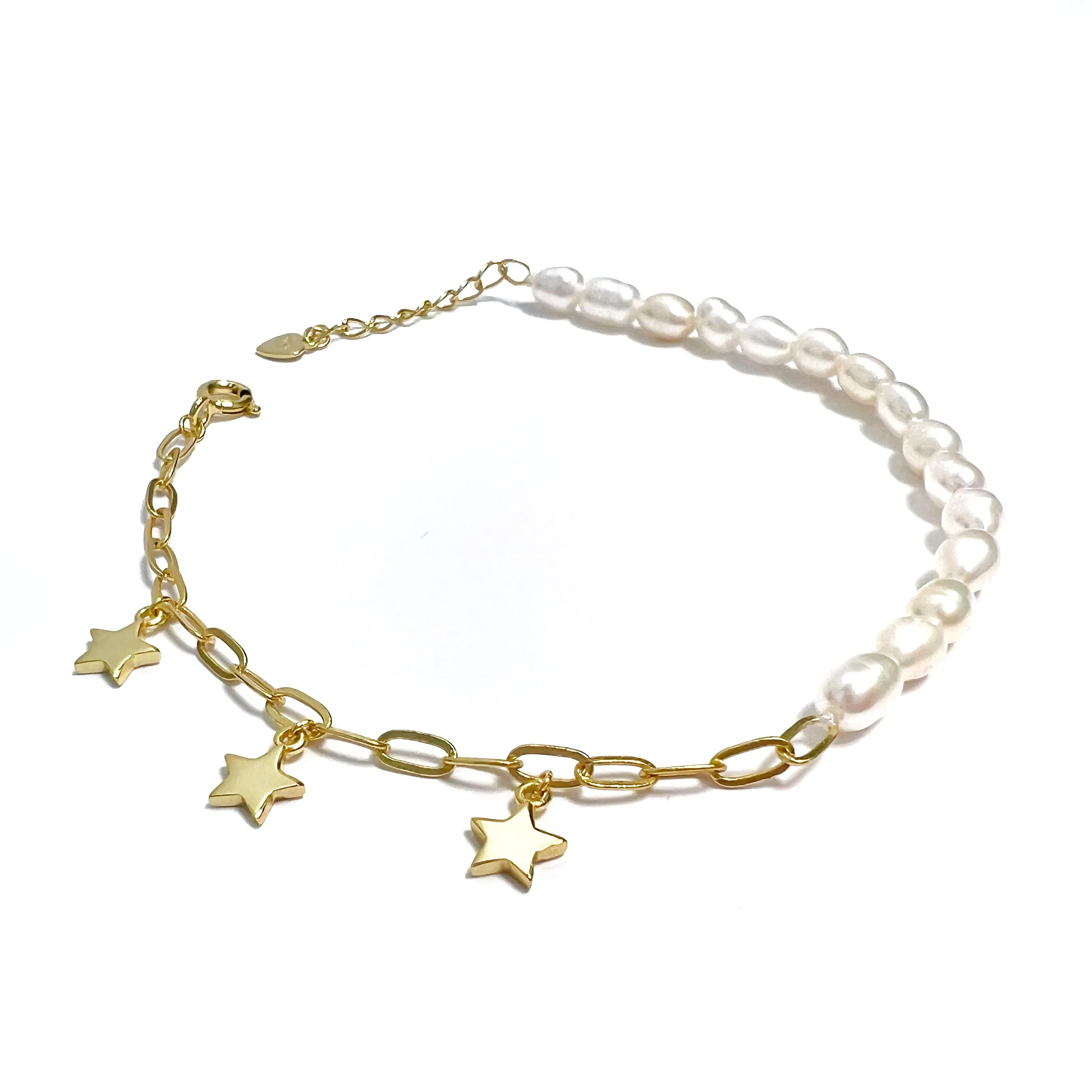 Half Pearl and Half Paperclip Bracelet