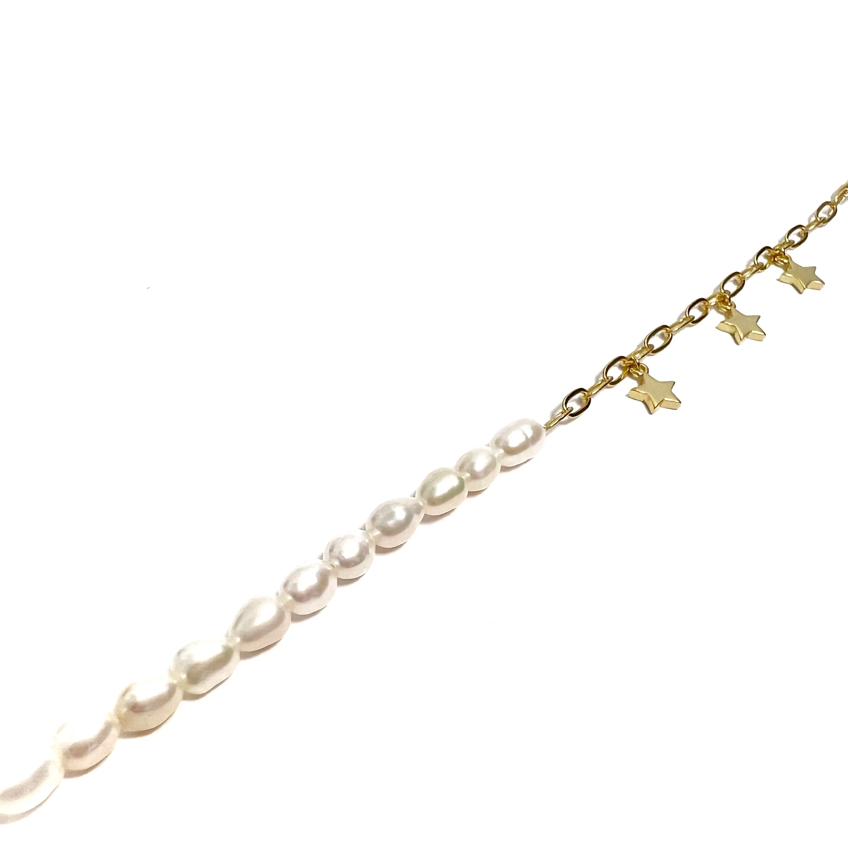 Half Pearl and Half Paperclip Bracelet
