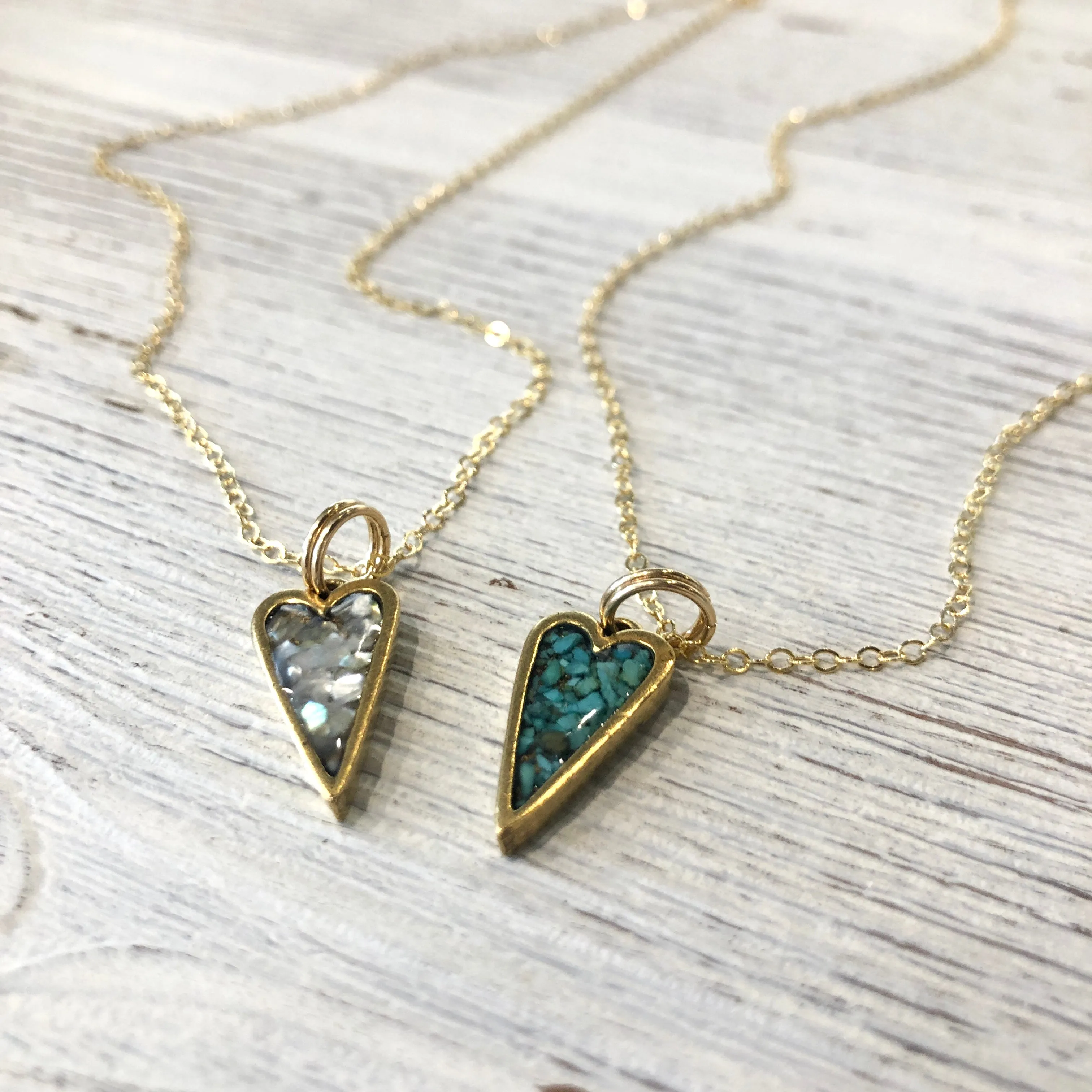 Heart necklace- Handmade with gemstones