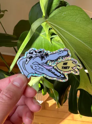 He/They Glitter Sticker