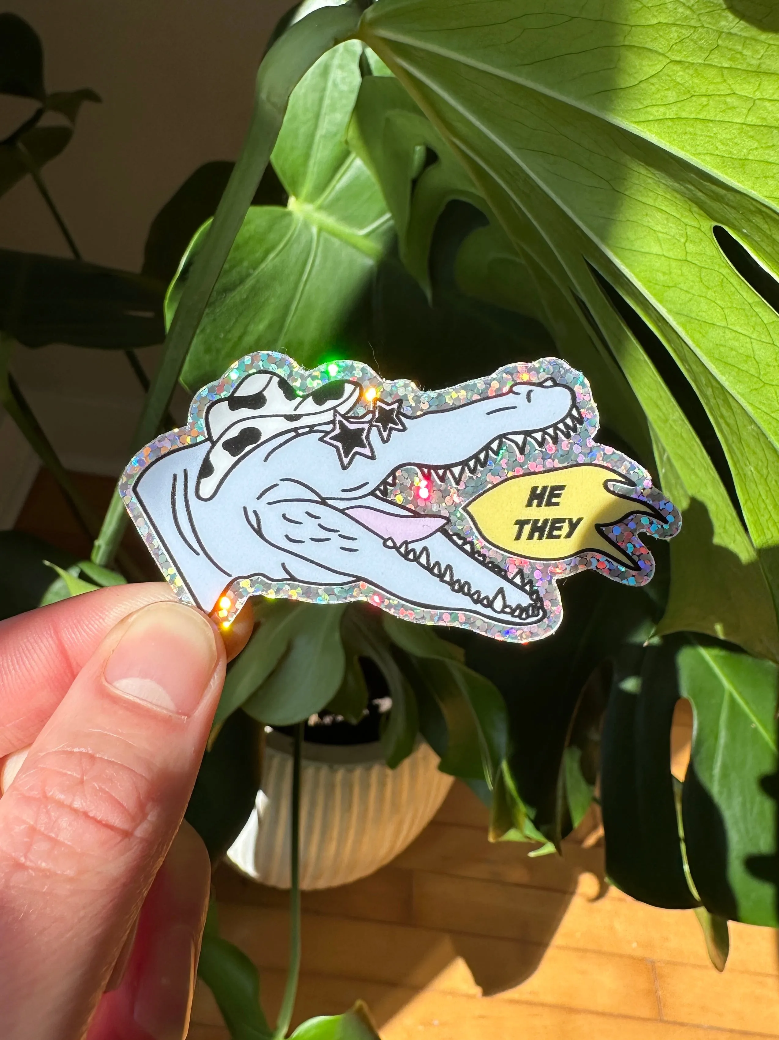 He/They Glitter Sticker