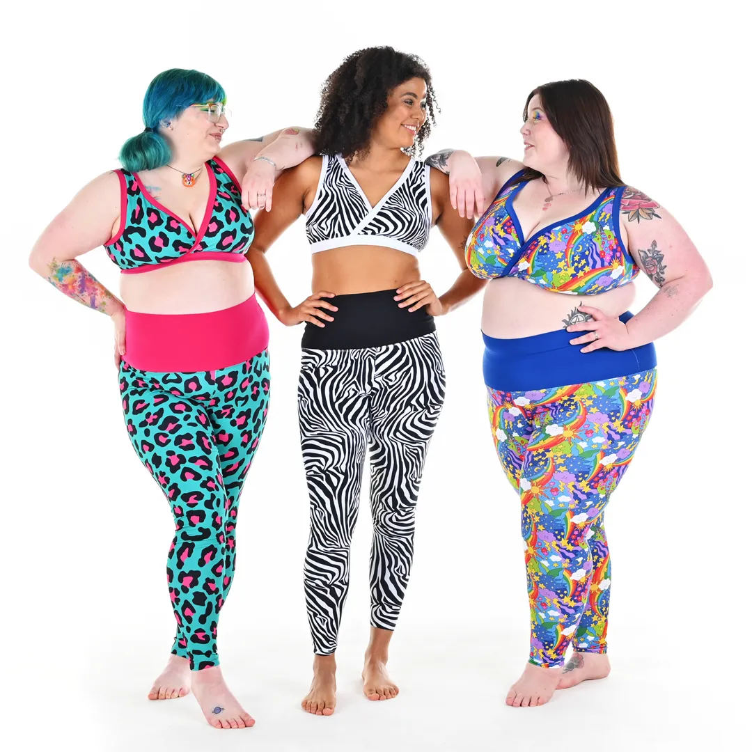 High Waist Organic Cotton Leggings - Retro Rainbows