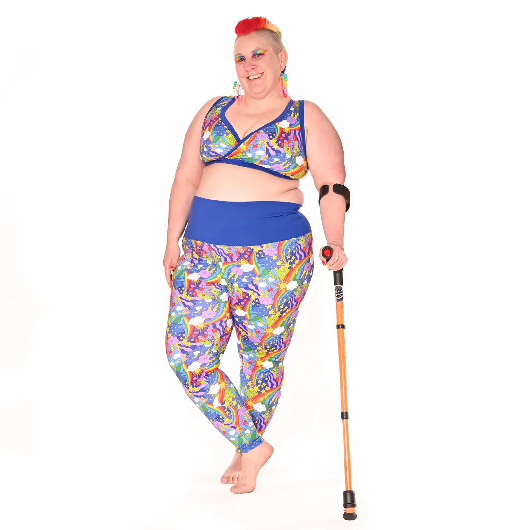 High Waist Organic Cotton Leggings - Retro Rainbows
