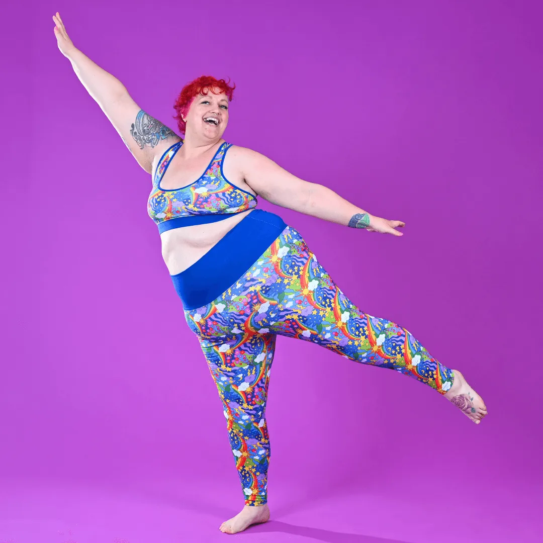 High Waist Organic Cotton Leggings - Retro Rainbows