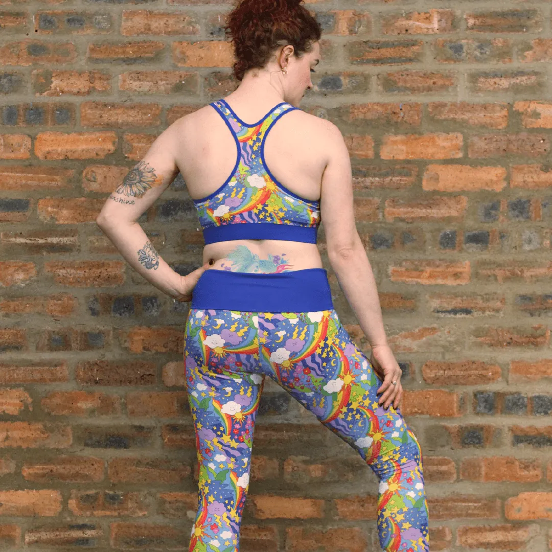 High Waist Organic Cotton Leggings - Retro Rainbows