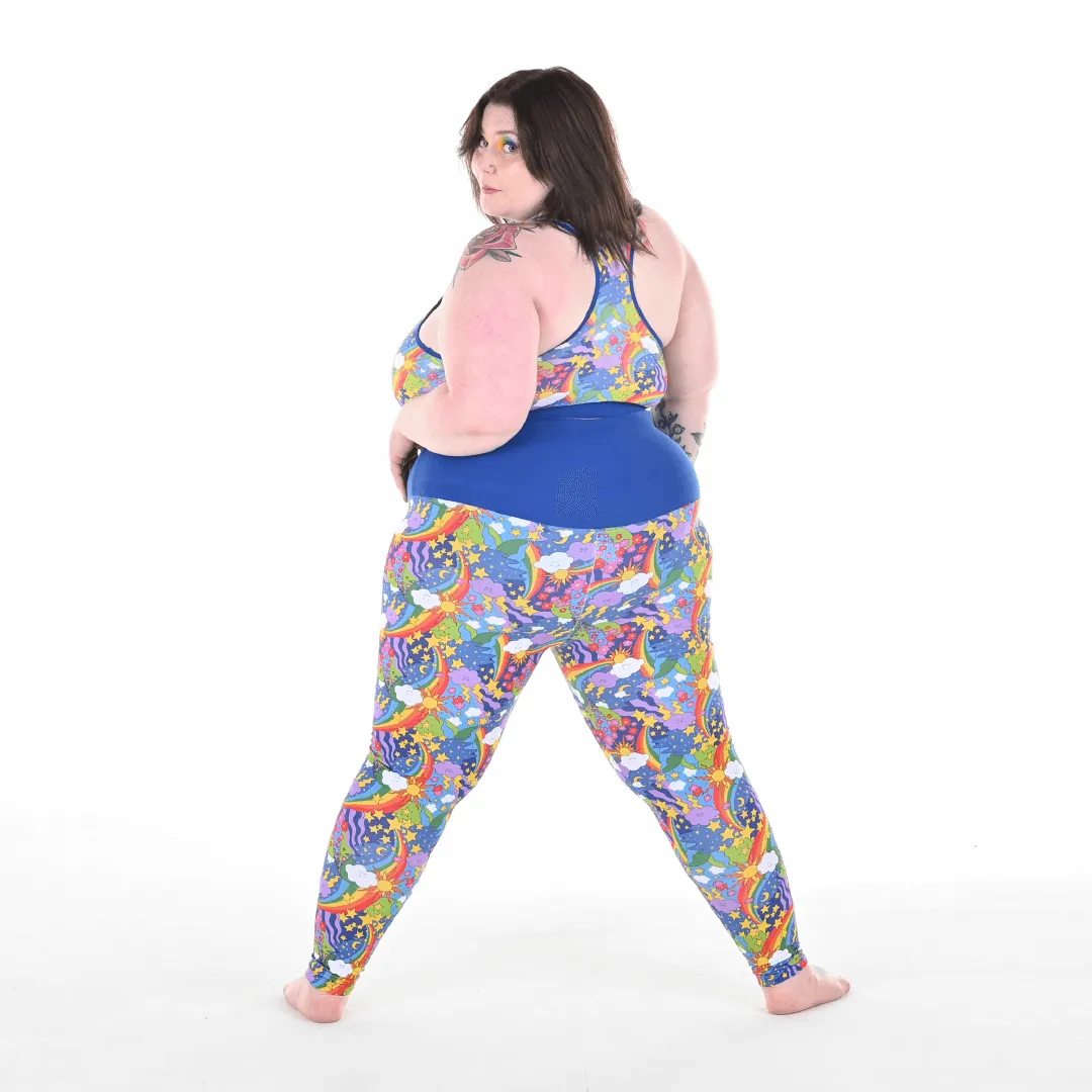 High Waist Organic Cotton Leggings - Retro Rainbows