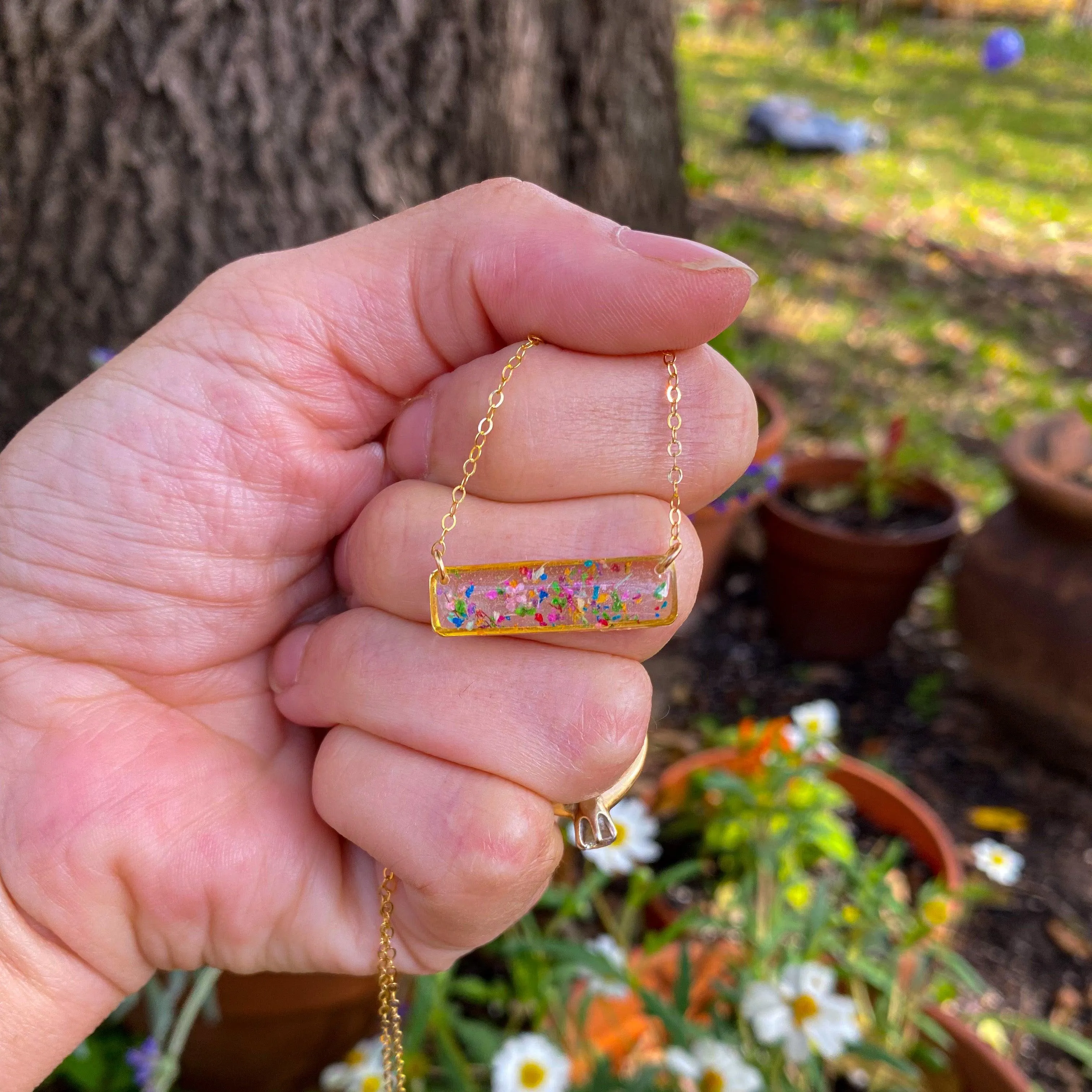 Horizontal Confetti Bar Necklace