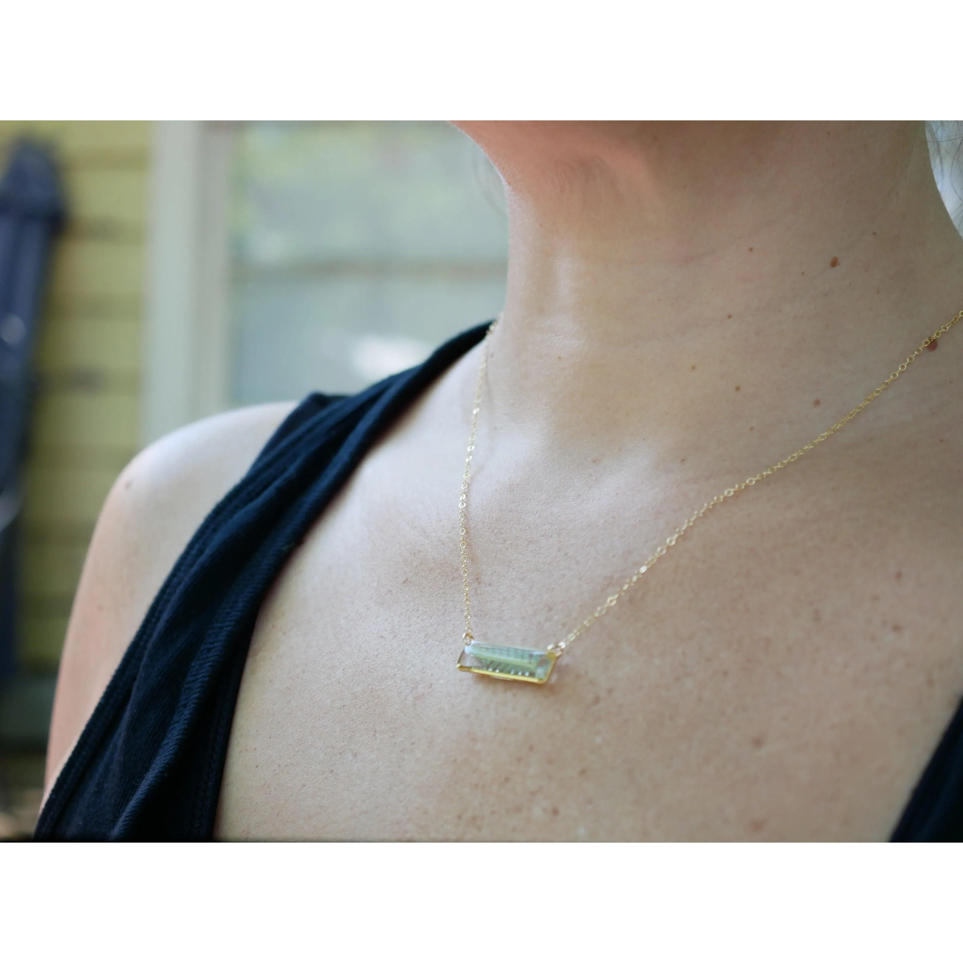 Horizontal Pressed Fern Bar Necklace
